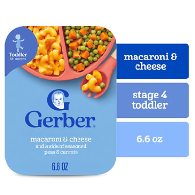 Gerber Lil Entrees Macaroni and Cheese with Seasoned Peas and Carrots Toddler Food Tray - 6.6 Oz - Image 1