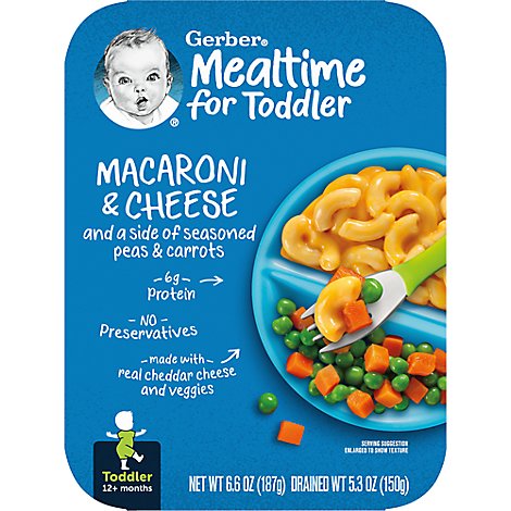 Gerber Baby Food Toddler Macaroni & Cheese With Seasoned Peas & Carrots - 6.6 Oz