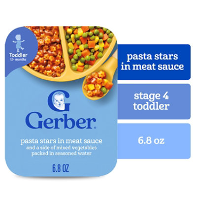 Gerber Pasta Stars in Meat Sauce and a side of Mixed Vegetables Toddler Food - 6.8 Oz - Image 1