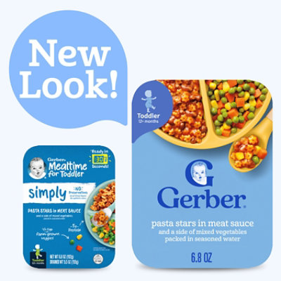 Gerber Pasta Stars in Meat Sauce and a side of Mixed Vegetables Toddler Food - 6.8 Oz - Image 3