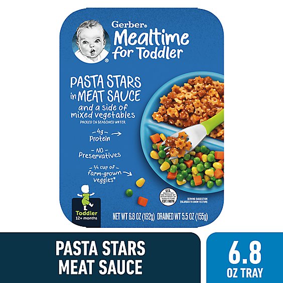 Gerber Lil Entrees Pasta Stars in Meat Sauce with Green Beans Toddler Food - 6.8 Oz