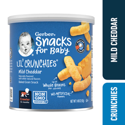 Gerber Lil Crunchies Mild Cheddar Baked Corn Snack Canister for Baby - 1.48 Oz - Image 1