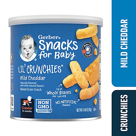 Gerber Graduates Lil Crunchies Corn Snack Baked Whole Grain Mild Cheddar - 1.48 Oz