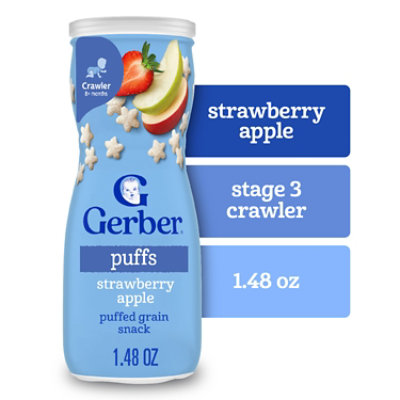 Gerber Strawberry Apple Grain & Grow Puffs Snacks for Baby Canister - 1.48 Oz - Image 1