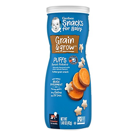 Gerber Sweet Potato Grain & Grow Puffs Snacks for Baby Canister - 1.48 Oz