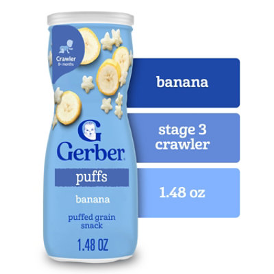 Gerber Grain & Grow Puffs Banana Snacks for Baby In Canister - 1.48 Oz - Image 1