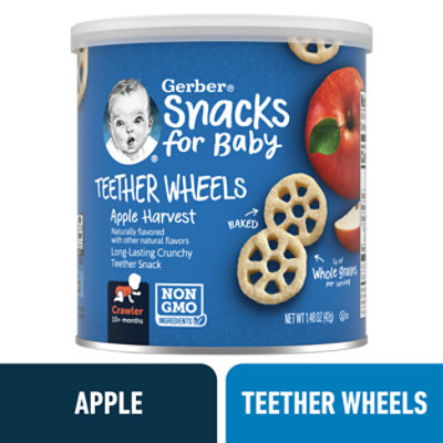 Gerber Apple Harvest Snacks for Baby Teether Wheels Canister - 1.48 Oz - Image 1