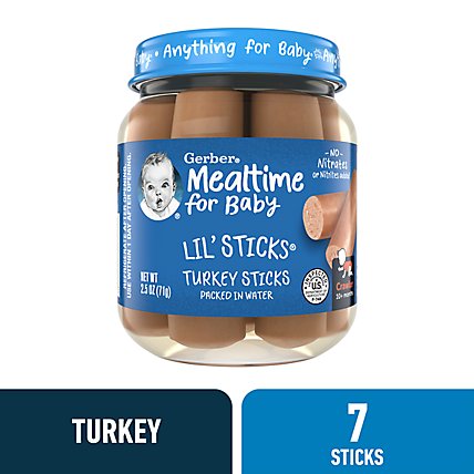 Gerber 3rd Foods Mealtime Turkey Lil Sticks Jar for Baby - 2.5 Oz - Image 1