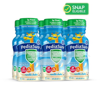 PediaSure Grow & Gain With Fiber Kids Nutritional Shake Ready To Drink Vanilla - 6-8 Fl. Oz.