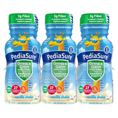 PediaSure Grow & Gain With Fiber Kids Nutritional Shake Ready To Drink Vanilla - 6-8 Fl. Oz.