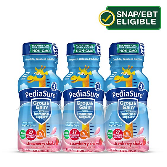 PediaSure Grow & Gain Kids Nutritional Shake Ready To Drink Strawberry - 6-8 Fl. Oz.