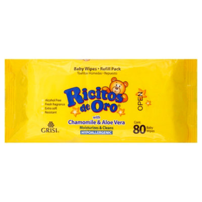 GRISI Ricitos De Oro Baby Wipes Refill Pack - 80 Count - Image 1