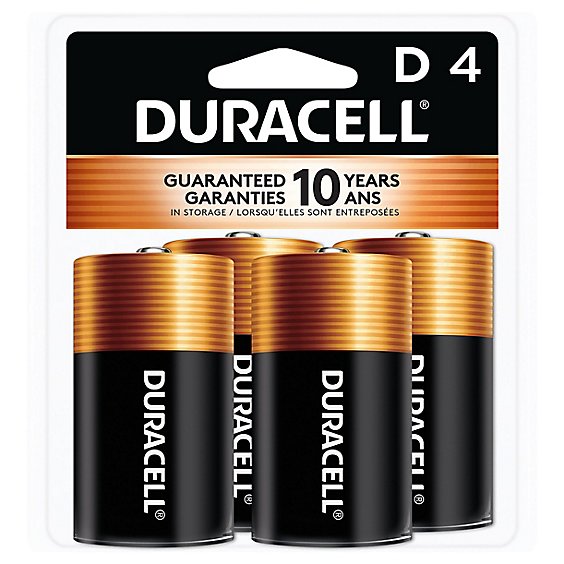 Duracell CopperTop D Alkaline Batteries  - 4 count