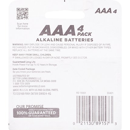 Signature SELECT Batteries Alkaline AAA Guaranteed Long Lasting - 4 Count - Image 4