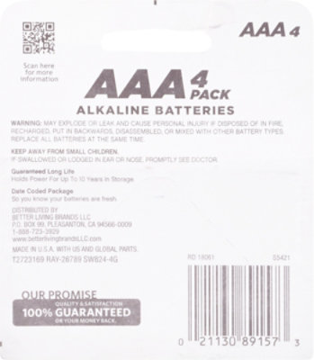 Signature SELECT Batteries Alkaline AAA Guaranteed Long Lasting - 4 Count - Image 4