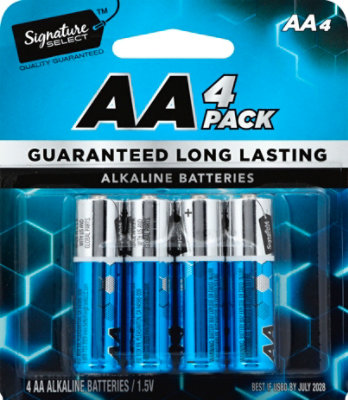 Signature SELECT Batteries Alkaline AA Guaranteed Long Lasting - 4 Count - Image 2