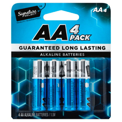 Signature SELECT Batteries Alkaline AA Guaranteed Long Lasting - 4 Count - Image 1