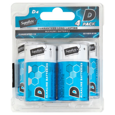 Signature SELECT Batteries Alkaline D Guaranteed Long Lasting - 4 Count - Image 1