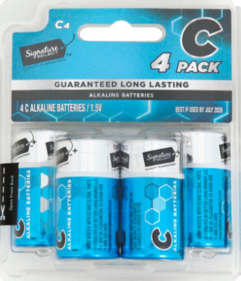 Signature SELECT Batteries Alkaline C Guaranteed Long Lasting - 4 Count - Image 2