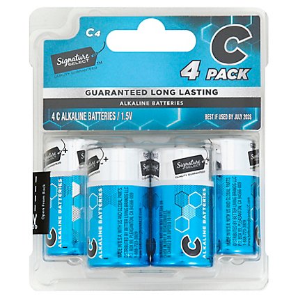 Signature SELECT Batteries Alkaline C Guaranteed Long Lasting - 4 Count - Image 1