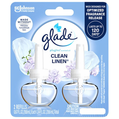 Glade Plugins Clean Linen Scented Oil Air Freshener Refill 2 Count - 1.34 Oz - Image 1