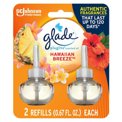 Glade PlugIns Scented Oil Refill Hawaiian Breeze Essential Oil Infused Plug In 1.34 oz 2 ct