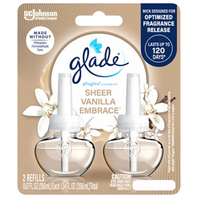 Glade Plugins Sheer Vanilla Embrace Scented Oil Air Freshener Refill 2 Count - 1.34 Oz - Image 1