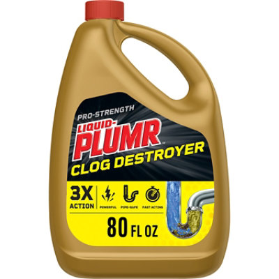 Liquid-Plumr Prostrength Clog Destroyer Gel With Pipeguard Liquid Drain Cleaner - 80 Oz - Image 1