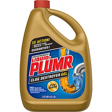 Liquid-Plumr Prostrength Clog Destroyer Gel With Pipeguard Liquid Drain Cleaner - 80 Oz - Image 1