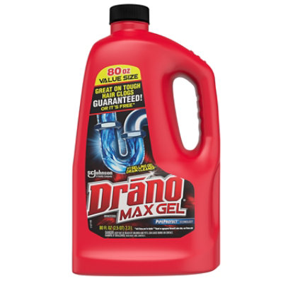 Drano Max Gel Drain Clog Remover and Cleaner for Shower or Sink Drains, 80  oz, 2 pack 80 Fl Oz (Pack of 2)