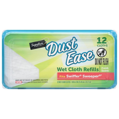 Signature SELECT Dust Ease Refills Wet Cloth  Fresh Scent - 12 Count - Image 1