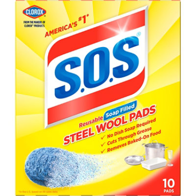 S.O.S Steel Wool Soap Pads - 10 Count - Image 1