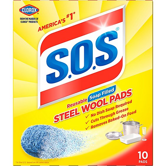 S.O.S Steel Wool Soap Pads - 10 Count