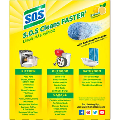 S.O.S Lemon Fresh Steel Wool Soap Pads - 10 Count - Image 2