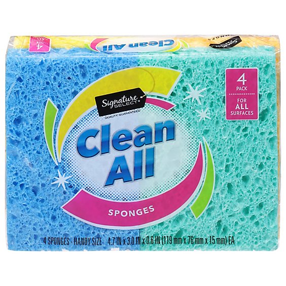 Signature SELECT Clean All Sponges For All Surfaces Handy Size - 4 Count