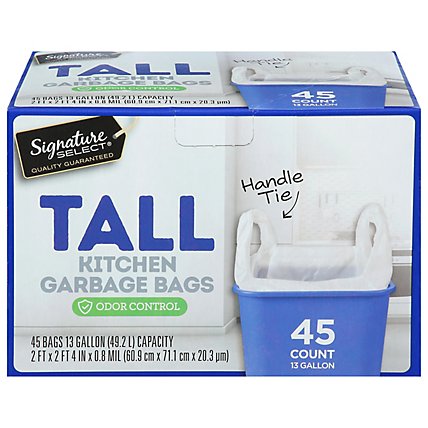 Signature SELECT Tall Kitchen Bags With Handle Tie 13 Gallon - 45 Count - Image 3