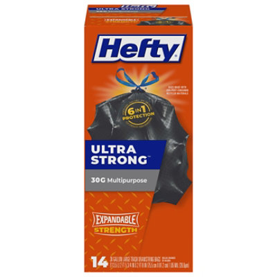 Hefty Trash Bags Drawstring Ultra Strong Multipurose Large 30 Gallon - 14 Count