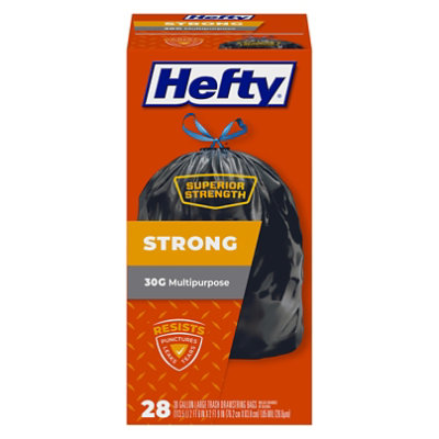 Hefty Trash Bags Drawstring Multipurpose Extra Strong 30 Gallon - 28 Count  - ACME Markets