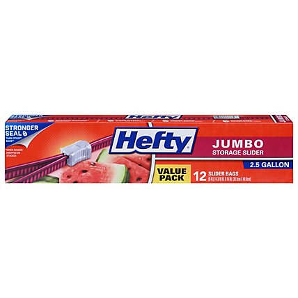 2.5 Gallon Size 12 Count Hefty Slider Jumbo Storage Bags . 0 1 Box of 12, Clear 