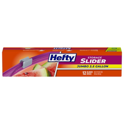 Lot Of 2 Hefty Jumbo Slider Storage Bags 2.5 Gallon 12 Pcs/Pack