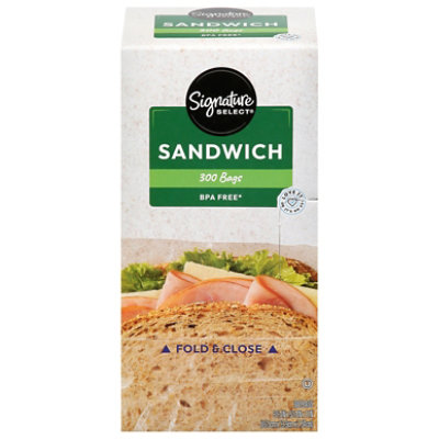 Signature SELECT Sandwich Bags Fold & Close BPA Free - 300 Count