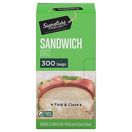Signature SELECT Sandwich Bags Fold & Close BPA Free - 300 Count - Image 3