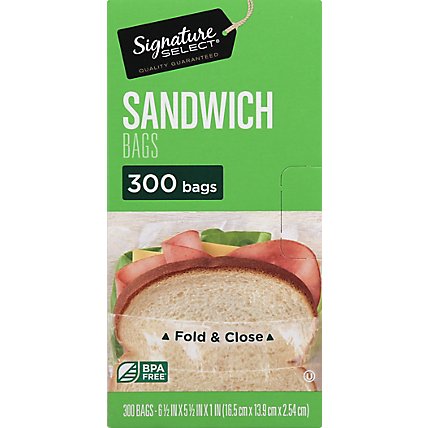 Signature SELECT Sandwich Bags Fold & Close BPA Free - 300 Count - Image 2