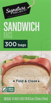 Signature SELECT Sandwich Bags Fold & Close BPA Free - 300 Count - Image 2