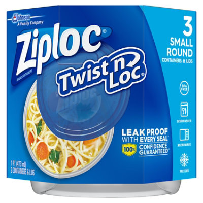 Ziploc Twist N Loc Container Round Small - 3 Count