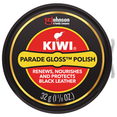 Kiwi Parade Gloss Black Metal Tin Shoe Polish Paste - 1.12 Oz