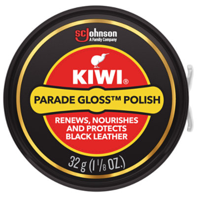 Kiwi Parade Gloss Black Metal Tin Shoe Polish Paste - 1.12 Oz - Image 1