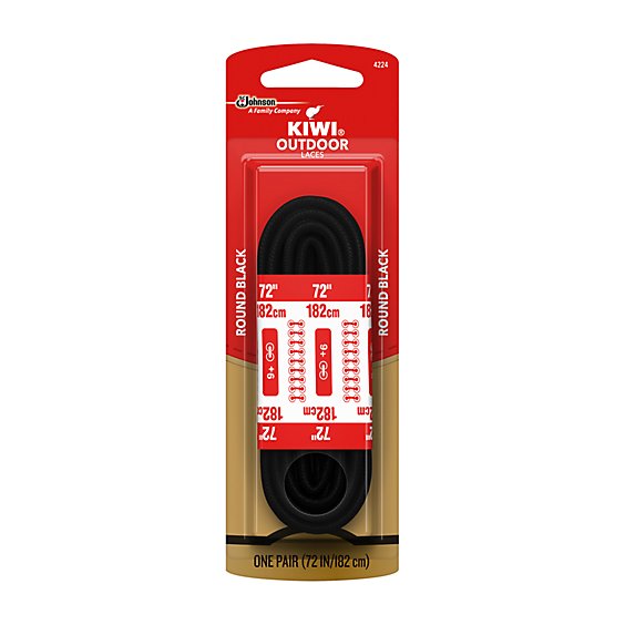 Kiwi Outdoor Black 72 Inch Round Laces Pair - Each
