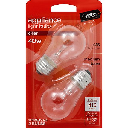 Signature SELECT Light Bulb Appliance Clear 40W 415 Lumens - 2 Count - Image 2