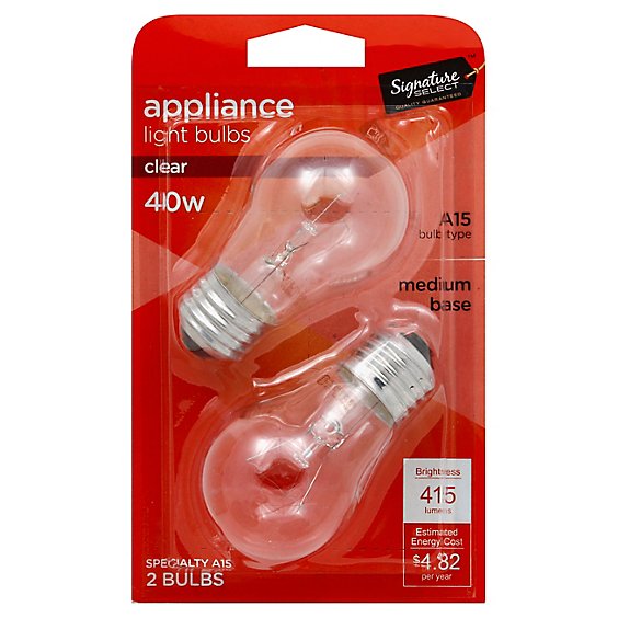 Signature SELECT Light Bulb Appliance Clear 40W 415 Lumens - 2 Count